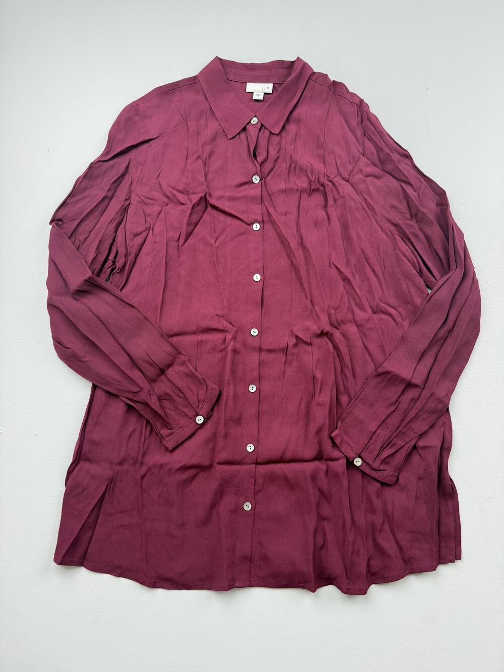 J. Jill Button Up Shirt Womens L Red Collared Long Sleeve Lightweight Tunic Top